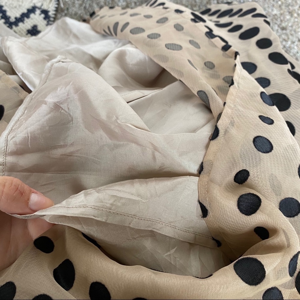 Anthropologie Burlapp Tan Polka Dot Tulle Dress with Removable Flower – Size 8 - Picture 9 of 10